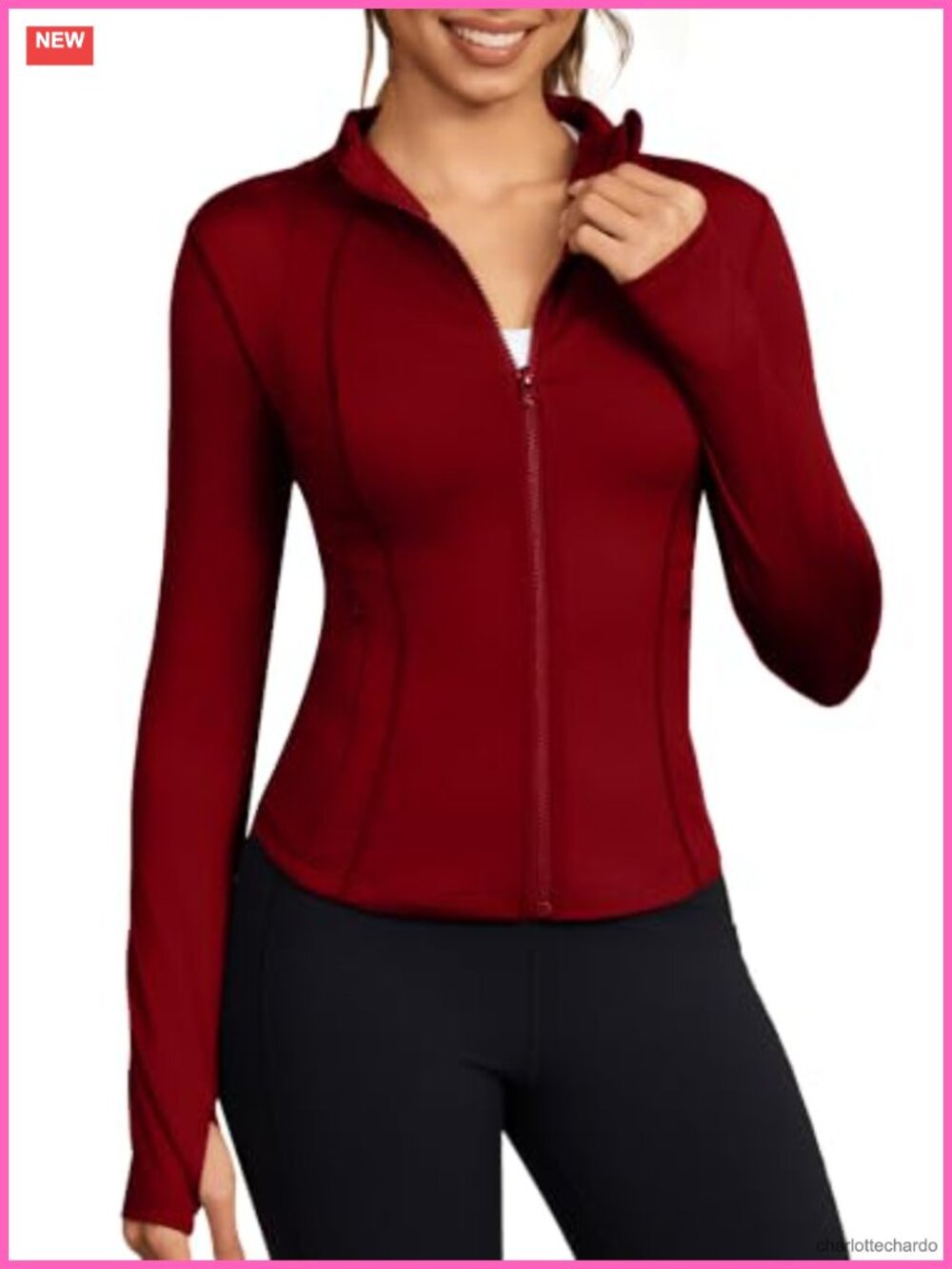 Workout Jacket Zip Up Cropped Thumb Hole Running Athletic